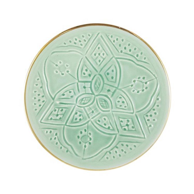 Sage Green & Gold Engraved Plate - 3 sizes