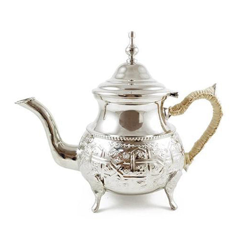 Moroccan Silver Teapot With Raffia Handle