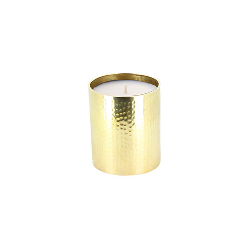 Hammered Gold Brass Candle - Oud Scent - Small