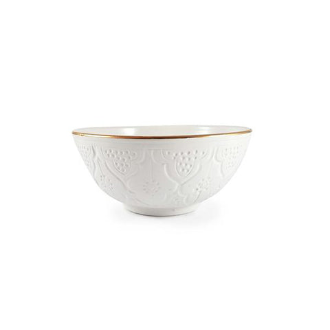 White & Gold Engraved Bowl - 4 sizes